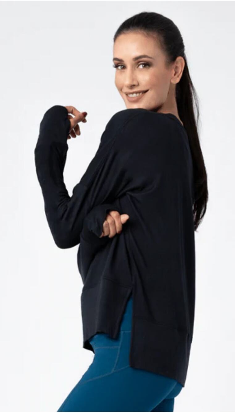 Sol And Mane Long Sleeve Maya Sweatshirt Womens Size Large Black New Pullover